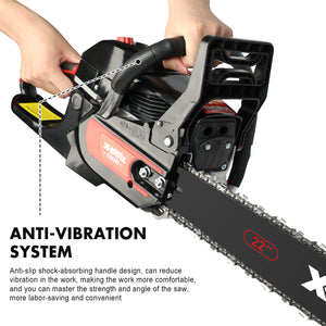 X-BULL 62cc Petrol Chainsaw - 22" Bar, E-Start, Top Handle