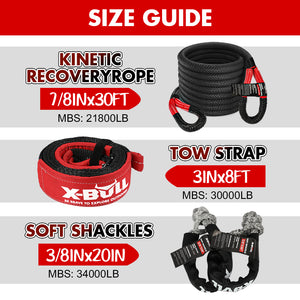 X-BULL Recovery Kit Off-Road Kinetic Rope Snatch Strap Winch Damper 4WD13PCS