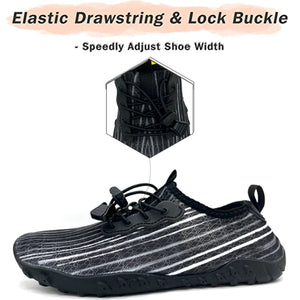 Men's and Women's Soft Breathable Slip-on Water Shoes | Aqua Socks for Swim, Beach, Pool, Surf, Yoga | Black, US Size 7