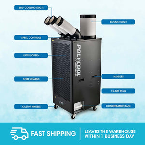 Portable Industrial Spot Cooler with Triple Cooling Ducts | 6.5kW