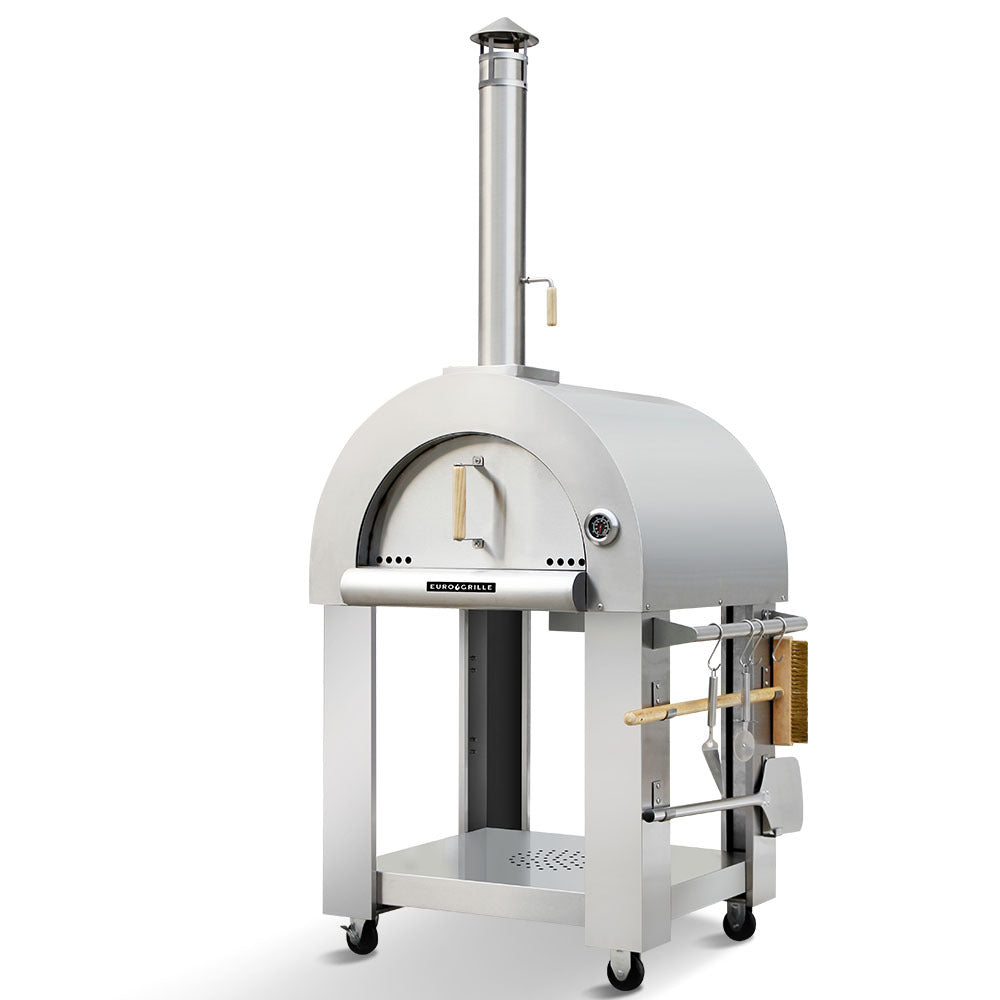 Outdoor Pizza Oven | Stainless Steel | Portable Pizza Maker Cooker | Wood Charcoal Fired | Brand: EuroGrille