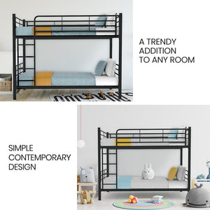 Kingston Slumber 2in1 King Single Metal Bunk Bed Frame with Modular Design (Dark Matte Grey)