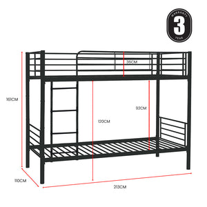 Kingston Slumber 2in1 King Single Metal Bunk Bed Frame with Modular Design (Dark Matte Grey)