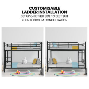 Kingston Slumber 2in1 King Single Metal Bunk Bed Frame with Modular Design (Dark Matte Grey)