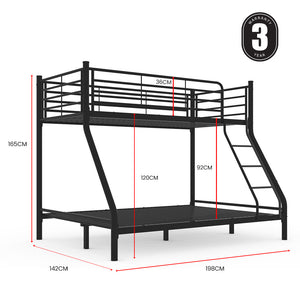 Kingston Slumber Metal Single over Double Bunk Bed Frame (Dark Matte Grey)