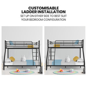 Kingston Slumber Metal Single over Double Bunk Bed Frame (Dark Matte Grey)