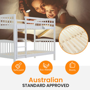 Kingston Slumber Wooden Kids Bunk Bed Frame with Modular Design (White)