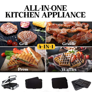 Smart Multi Contact Grill Sandwich Press Panini Waffle Maker | Stainless Steel