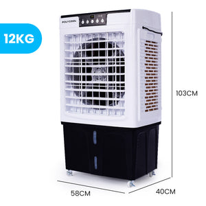 POLYCOOL 45L 125W Portable Industrial Air Cooler - Fan, Purifier, Humidifier - Remote Control