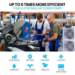 35L Portable Evaporative Air Cooler | 220W | 24 Hour Timer | 4 in 1 Cooling Fan | Remote Control