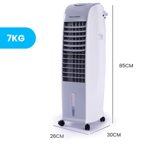 8L Portable Evaporative Air Cooler | 24 Hour Timer | 4 in 1 Cooling Fan | Grey and White