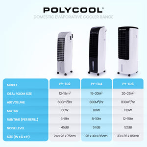 8L Portable Evaporative Air Cooler | 24 Hour Timer | 4 in 1 Cooling Fan