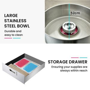 1000W Commercial Cotton Candy Machine | Fairy Floss Maker with Transparent Shield | EUROCHEF