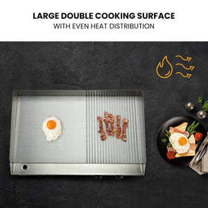 Electric Griddle Stainless Steel Commercial 4400W | BBQ Grill Hot Plate Extra Large