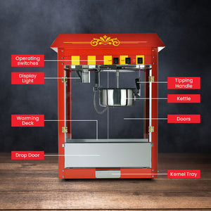 EuroChef Commercial Electric Popcorn Maker Machine | Pop Corn Popper Cooker