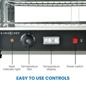 EuroChef Commercial Electric Food Warmer 1000W | 4-Tier Hot Display | Stainless Steel Cabinet