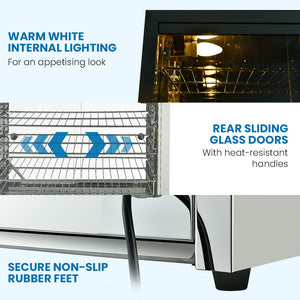 EuroChef Commercial Electric Food Warmer 1000W | 4-Tier Hot Display | Stainless Steel Cabinet