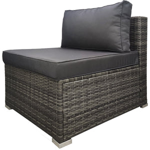 LONDON RATTAN 1 Seater Outdoor Sofa Modular Lounge Chair in Grey