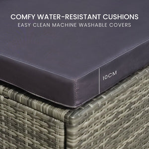 LONDON RATTAN 1 Seater Outdoor Sofa Modular Lounge Chair in Grey