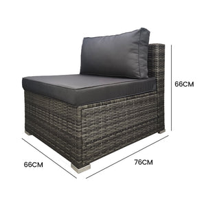 LONDON RATTAN 1 Seater Outdoor Sofa Modular Lounge Chair in Grey