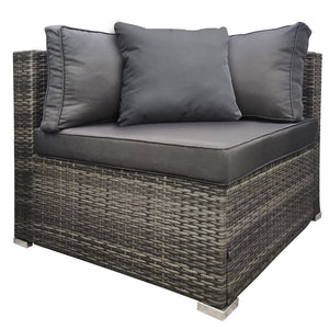 LONDON RATTAN 1 Seater Outdoor Corner Modular Lounge Chair in Grey
