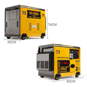 Portable Diesel Generator | 7kW Peak Power | Three Single Phase | Key Start | 13HP 420cc Engine | GENPOWER