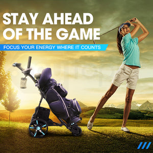 Golf Buggy Electric Trolley - Automatic Motorised Foldable Cart with LED by THOMSON (Black)