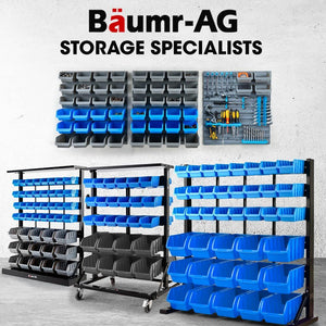 69pc Wall Mounted Parts Bin Rack with Tool Holders - Blue