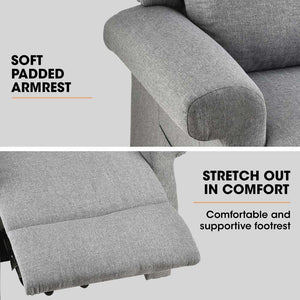 FORTIA Electric Recliner Lift Heat Chair for Elderly | Massage | Heat Therapy | Aged Care (Grey)