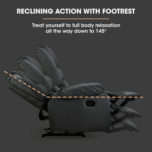 FORTIA Luxury Recliner Faux Leather Chair | Lounge in Stylish Black