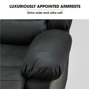 FORTIA Luxury Recliner Faux Leather Chair | Lounge in Stylish Black