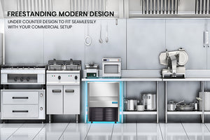 Commercial Automatic Ice Cube Maker | Free Standing Stainless Steel Ice Machine | 410 Grade | Capacity: 60KG/24H