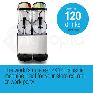 24L Slushie Machine 2 x 12L Commercial Granita Slush Maker Slurpee Slushy Juice