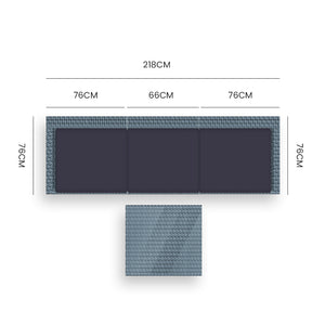 LONDON RATTAN 4 Piece 3 Seater Modular Outdoor Lounge Setting | Grey with Coffee Table