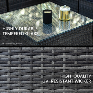 LONDON RATTAN 5 Seater Modular Outdoor Lounge Setting - incl. Coffee Table in Grey