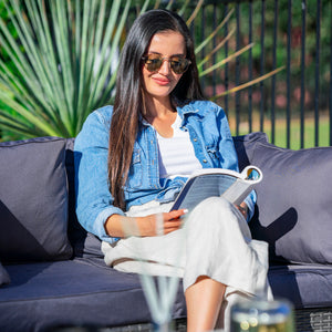 LONDON RATTAN 5 Seater Modular Outdoor Lounge Setting - incl. Coffee Table in Grey