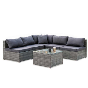 LONDON RATTAN 5 Seater Modular Outdoor Setting - incl. Coffee Table in Grey