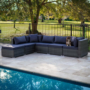 Modular 6 Seater Outdoor Lounge | LONDON RATTAN Setting