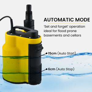 PROTEGE Tight Access Clean/Grey Water Submersible Sump Pump | Integrated Float Switch