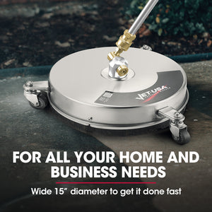Stainless Steel Pressure Washer Surface Cleaner | Size: 15" | Compatible with 1/4" Fitting | Ideal for Concrete Driveway, Patio Floor