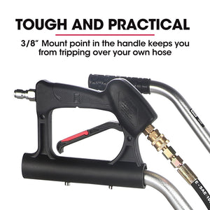 21" Stainless Steel Pressure Washer Surface Cleaner with Yoke Handlebar, 3/8" Fitting | For Concrete Driveway, Patio Floor