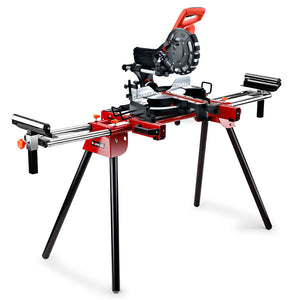 Baumr-AG 254mm Sliding Compound Dual Mitre Drop Saw | Adjustable Stand Combo