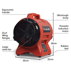 200mm (8 inch) Portable Air Blower Mover Axial Ventilation Extraction Fan | Baumr-AG