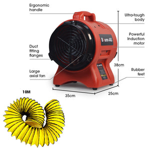Baumr-AG 200mm Portable Axial Air Mover Blower Fan with 10m Ventilation Duct