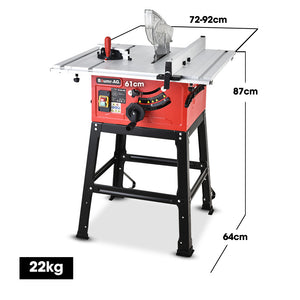 2000W 254mm Corded Table Saw with Stand | Extendable | Laser Guide