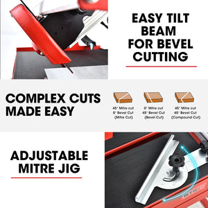 Electric Tile Saw Cutter | Power: 800W | Blade Size: 200mm (8") | Cutting Length: 620mm | Brand: BAUMR-AG