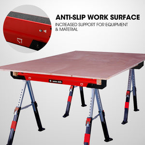 BAUMR-AG 2 x Steel Saw Horse | Folding Height Adjustable Sawhorse | 1180kg Capacity | 2x4 Support Arms
