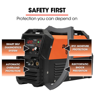 Portable Inverter MMA MAG Gasless Lift-Arc Welder | Power: 120 Amp | Brand: ROSSI