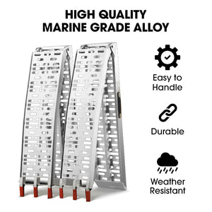 2.3m Aluminium Loading Ramps, 680kg Rated, for Trailer ATV Quad Bike Buggy, 2 Pieces