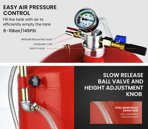 80L Mobile Waste Oil Drainer Tank with Telescopic Pneumatic Extractor Probes for Workshop